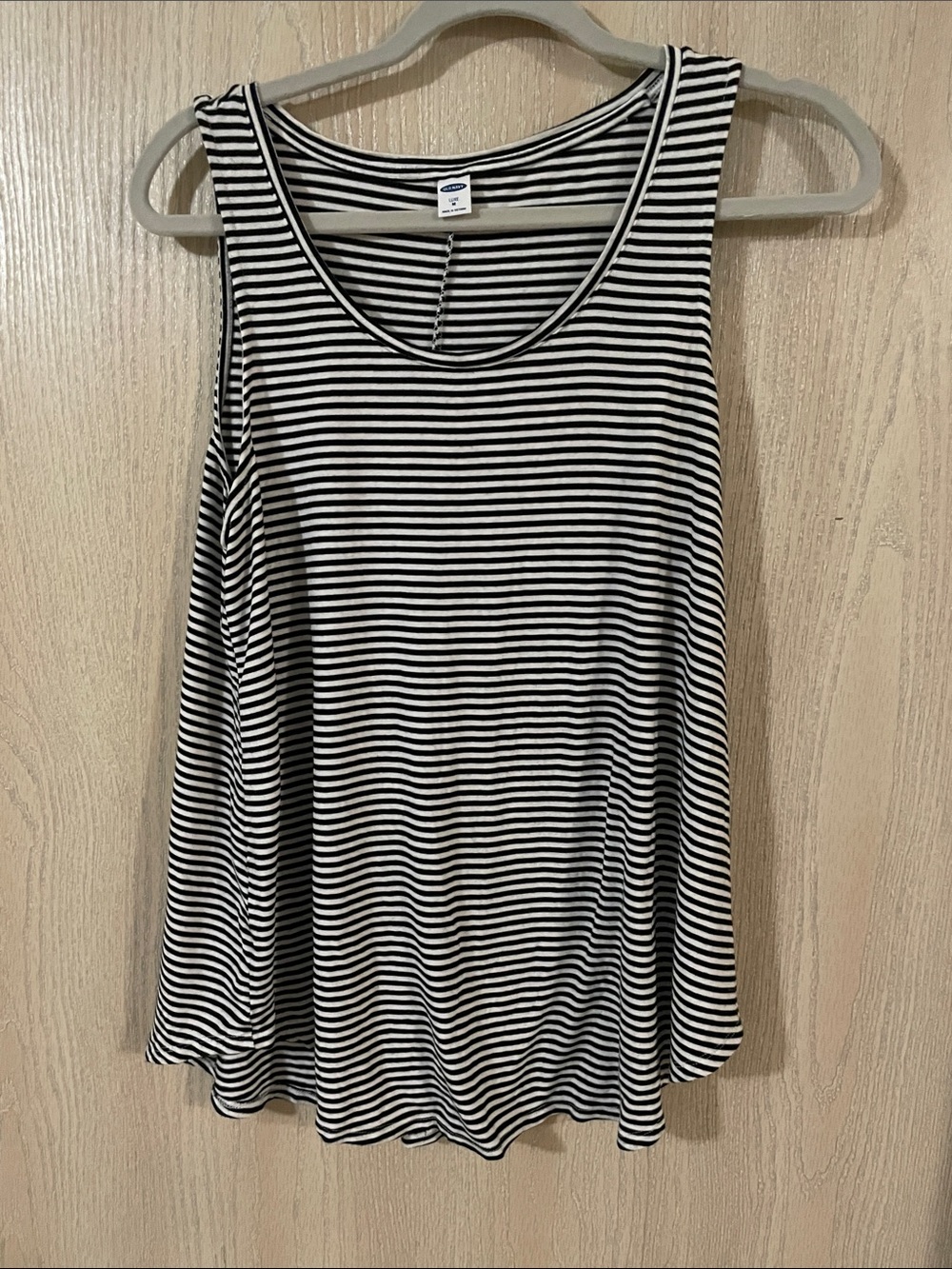 Old Navy Black & White Striped Scoop Neck Tank